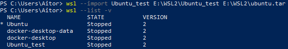 Importing the WSL2 backup