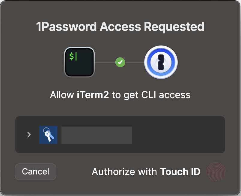 1Pasword biometric authentication request
