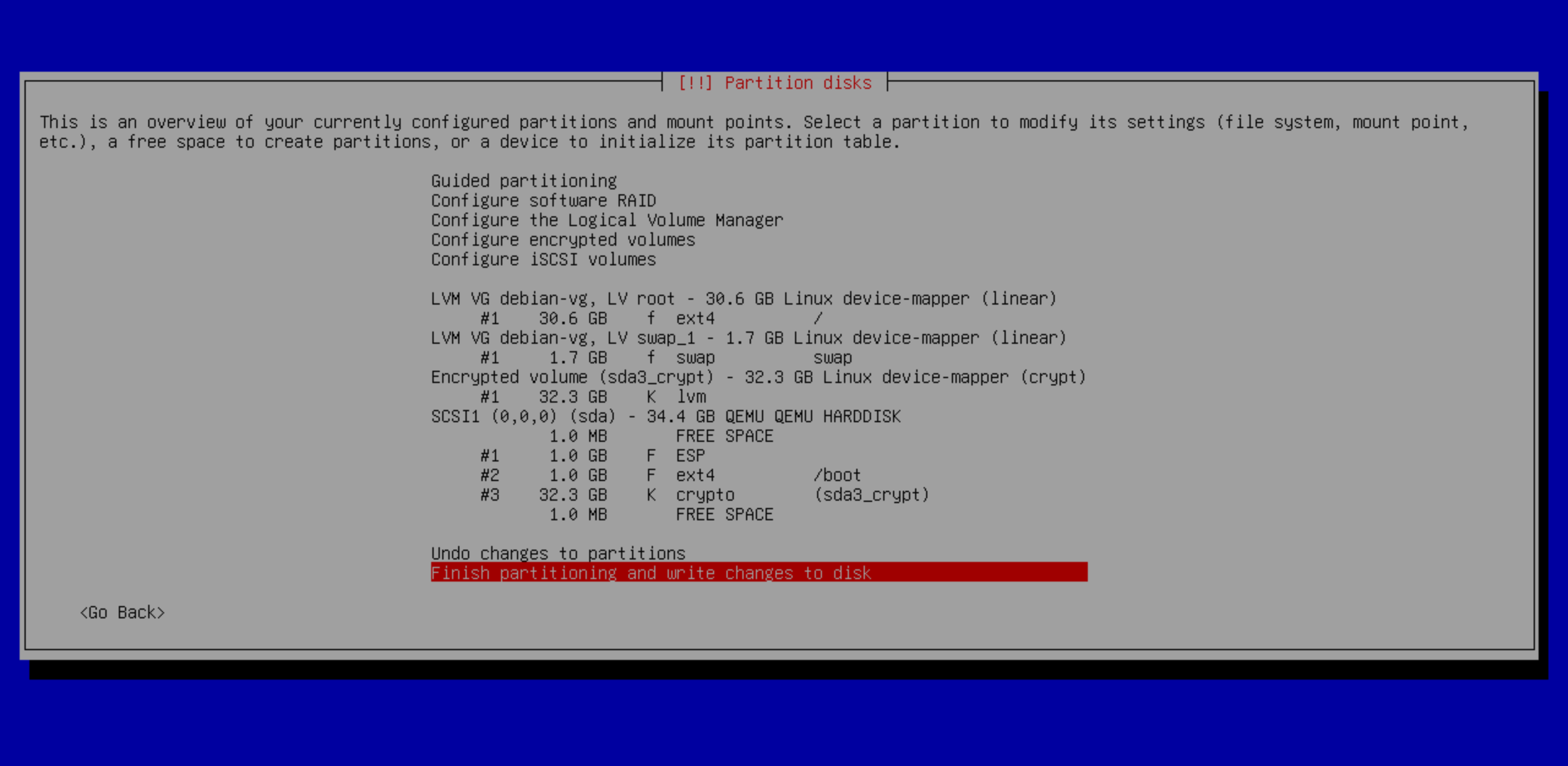 Debian partition table